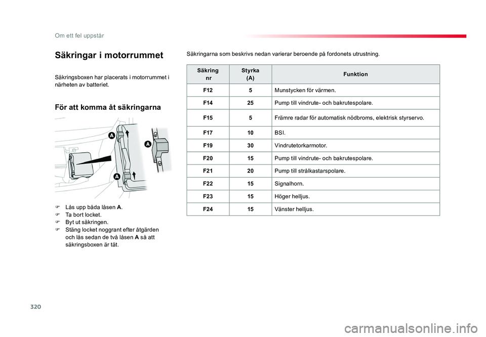 TOYOTA PROACE 2018 Bruksanvisningar (in Swedish) 320
Jumpy _sv_Chap08_En-cas-de-panne_ed01-2016
Säkringar i motorrummet
F Lås upp båda låsen A.
F Ta bort locket.F Byt ut säkringen.F Stäng locket noggrant efter åtgärden och lås sedan de två TOYOTA PROACE 2018 Bruksanvisningar (in Swedish) 320
Jumpy _sv_Chap08_En-cas-de-panne_ed01-2016
Säkringar i motorrummet
F Lås upp båda låsen A.
F Ta bort locket.F Byt ut säkringen.F Stäng locket noggrant efter åtgärden och lås sedan de två