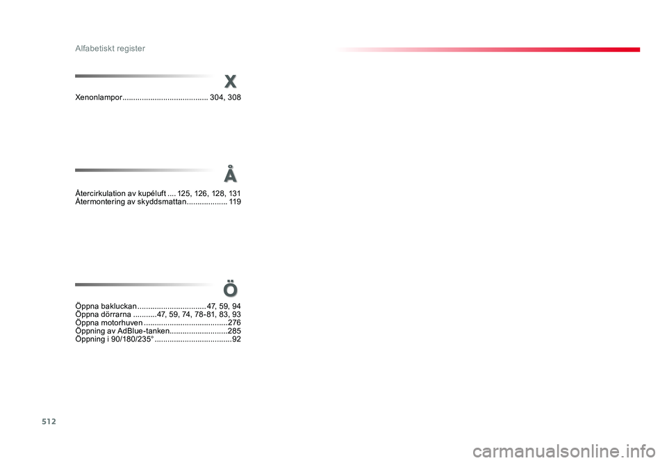 TOYOTA PROACE 2018  Bruksanvisningar (in Swedish) 512
Jumpy_sv_Chap11_index-alpha_ed01-2016
X
Ö
Xenonlampor ........................................304, 308
Öppna bakluckan
 ................................47, 59, 94
Öppna dörrarna ...........47,
