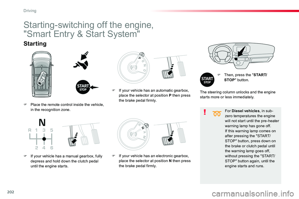 TOYOTA PROACE 2016 Owners Manual 202
For Diesel vehicles, in sub-zero temperatures the engine will not start until the pre-heater warning lamp has gone off.If this warning lamp comes on after pressing the "START/STOP" button, TOYOTA PROACE 2016 Owners Manual 202
For Diesel vehicles, in sub-zero temperatures the engine will not start until the pre-heater warning lamp has gone off.If this warning lamp comes on after pressing the "START/STOP" button,