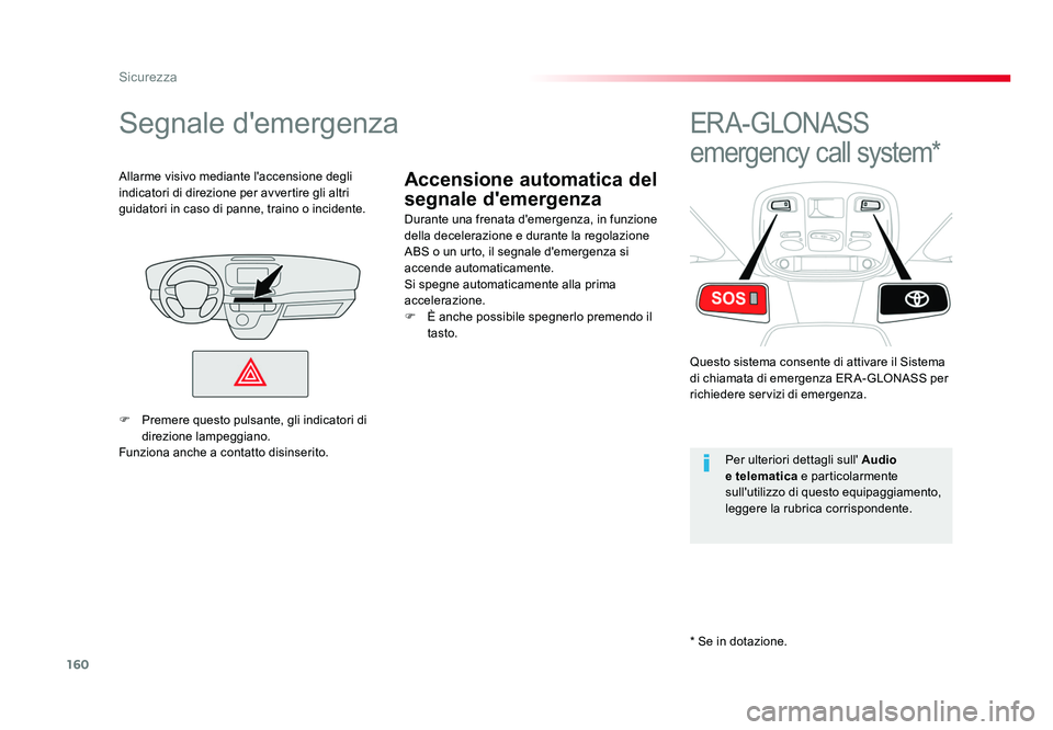 TOYOTA PROACE 2016 Manuale duso (in Italian) 160
* Se in dotazione.
Sicurezza
Jumpy _it_Chap05_securite_ed01-2016
Accensione automatica del
segnale d'emergenza
Segnale d'emergenza
Durante una frenata d'emergenza, in funzione
della TOYOTA PROACE 2016 Manuale duso (in Italian) 160
* Se in dotazione.
Sicurezza
Jumpy _it_Chap05_securite_ed01-2016
Accensione automatica del
segnale d'emergenza
Segnale d'emergenza
Durante una frenata d'emergenza, in funzione
della