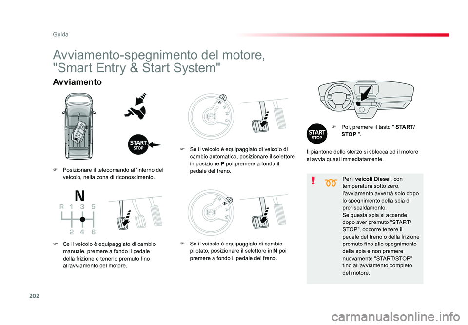 TOYOTA PROACE 2016 Manuale duso (in Italian) 202
Guida
Jumpy _it_Chap06_conduite_ed01-2016
Per i veicoli Diesel , con
temperatura sotto zero,
l'avviamento avverrà solo dopo
lo spegnimento della spia di
preriscaldamento.
Se questa spia s TOYOTA PROACE 2016 Manuale duso (in Italian) 202
Guida
Jumpy _it_Chap06_conduite_ed01-2016
Per i veicoli Diesel , con
temperatura sotto zero,
l'avviamento avverrà solo dopo
lo spegnimento della spia di
preriscaldamento.
Se questa spia s