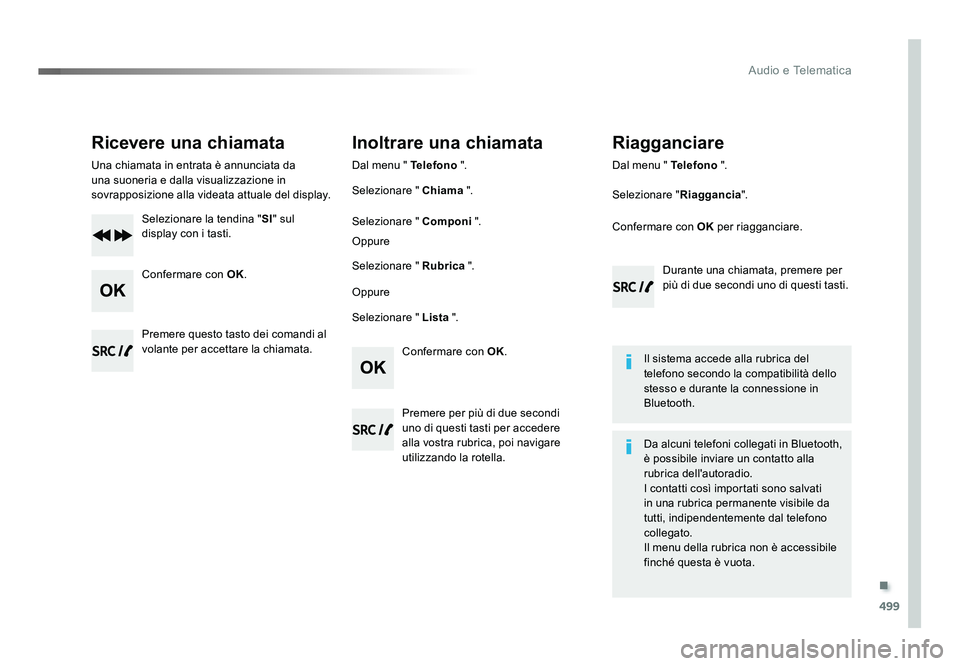 TOYOTA PROACE 2016 Manuale duso (in Italian) .
499
Audio e Telematica
Jumpy_it_Chap10d_RD6_ed01-2016
Ricevere una chiamata
Una chiamata in entrata è annunciata da
una suoneria e dalla visualizzazione in
sovrapposizione alla videata attuale de TOYOTA PROACE 2016 Manuale duso (in Italian) .
499
Audio e Telematica
Jumpy_it_Chap10d_RD6_ed01-2016
Ricevere una chiamata
Una chiamata in entrata è annunciata da
una suoneria e dalla visualizzazione in
sovrapposizione alla videata attuale de