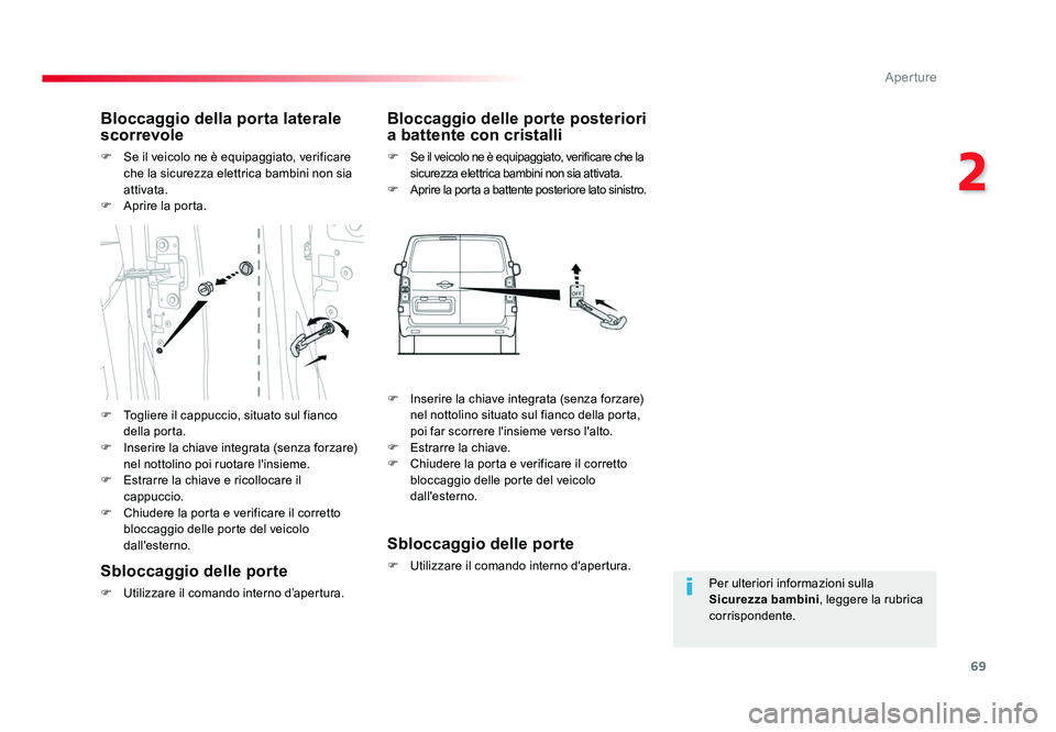 TOYOTA PROACE 2016 Manuale duso (in Italian) 69
2
Aperture
Jumpy _it_Chap02_ouvertures_ed01-2016
Per ulteriori informazioni sulla
Sicurezza bambini, leggere la rubrica
corrispondente.
Bloccaggio della porta laterale
scorrevole
F Se il veicol TOYOTA PROACE 2016 Manuale duso (in Italian) 69
2
Aperture
Jumpy _it_Chap02_ouvertures_ed01-2016
Per ulteriori informazioni sulla
Sicurezza bambini, leggere la rubrica
corrispondente.
Bloccaggio della porta laterale
scorrevole
F Se il veicol