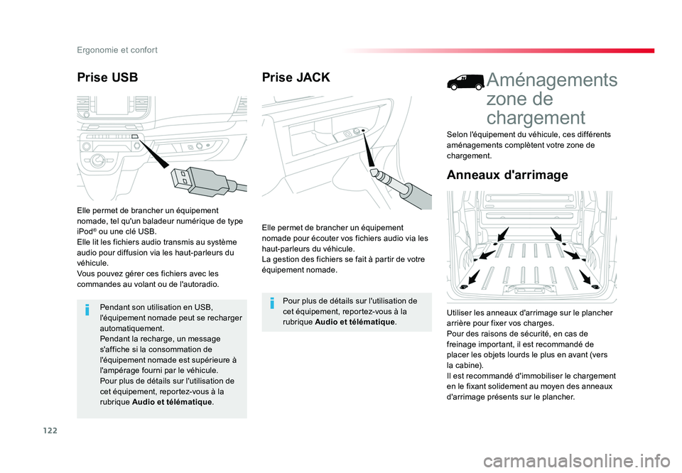 TOYOTA PROACE 2016 Manuel du propriétaire (in French) 122
Ergonomie et confort
Prise JACK
Elle permet de brancher un équipement
nomade pour écouter vos fichiers audio via les
haut-parleurs du véhicule.
La gestion des fichiers se fait à partir de vo TOYOTA PROACE 2016 Manuel du propriétaire (in French) 122
Ergonomie et confort
Prise JACK
Elle permet de brancher un équipement
nomade pour écouter vos fichiers audio via les
haut-parleurs du véhicule.
La gestion des fichiers se fait à partir de vo
