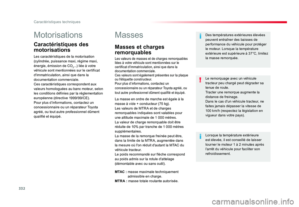 TOYOTA PROACE 2016 Manuel du propriétaire (in French) 332
Caractéristiques techniques
Motorisations
Caractéristiques des
motorisations
Les caractéristiques de la motorisation
(cylindrée, puissance maxi, régime maxi,
énergie, émission de CO
2... TOYOTA PROACE 2016 Manuel du propriétaire (in French) 332
Caractéristiques techniques
Motorisations
Caractéristiques des
motorisations
Les caractéristiques de la motorisation
(cylindrée, puissance maxi, régime maxi,
énergie, émission de CO
2...