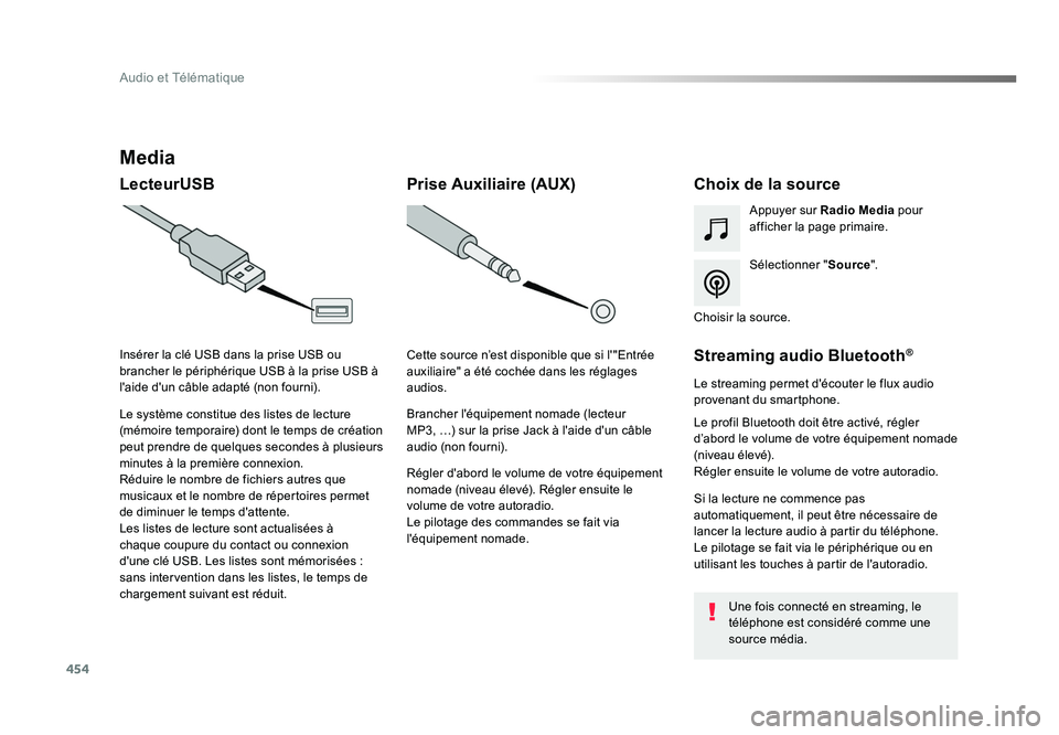TOYOTA PROACE 2016 Manuel du propriétaire (in French) 454
Audio et Télématique
Media
LecteurUSBChoix de la source
Sélectionner "Source".
Appuyer sur Radio Media
pour
afficher la page primaire.
Le système constitue des listes de lecture
(mà TOYOTA PROACE 2016 Manuel du propriétaire (in French) 454
Audio et Télématique
Media
LecteurUSBChoix de la source
Sélectionner "Source".
Appuyer sur Radio Media
pour
afficher la page primaire.
Le système constitue des listes de lecture
(mÃ