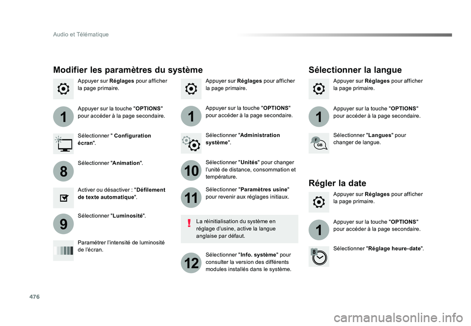 TOYOTA PROACE 2016 Manuel du propriétaire (in French) 476
111
10
11
12
8
91
Audio et Télématique
Appuyer sur Réglages pour afficher
la page primaire. Appuyer sur Réglages
pour afficher
la page primaire.
Appuyer sur Réglages
pour afficher
la pag TOYOTA PROACE 2016 Manuel du propriétaire (in French) 476
111
10
11
12
8
91
Audio et Télématique
Appuyer sur Réglages pour afficher
la page primaire. Appuyer sur Réglages
pour afficher
la page primaire.
Appuyer sur Réglages
pour afficher
la pag
