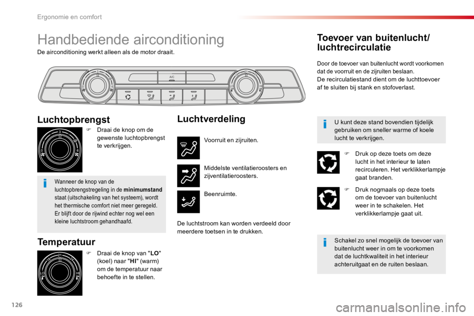 TOYOTA PROACE 2016 Instructieboekje (in Dutch) 126
Proace_nl_Chap03_ergonomie-et-confort_ed01-2016
De airconditioning werkt alleen als de motor draait.
Handbediende airconditioning
Temperatuur
F Draai de knop van "LO" (koel) naar "HI TOYOTA PROACE 2016 Instructieboekje (in Dutch) 126
Proace_nl_Chap03_ergonomie-et-confort_ed01-2016
De airconditioning werkt alleen als de motor draait.
Handbediende airconditioning
Temperatuur
F Draai de knop van "LO" (koel) naar "HI