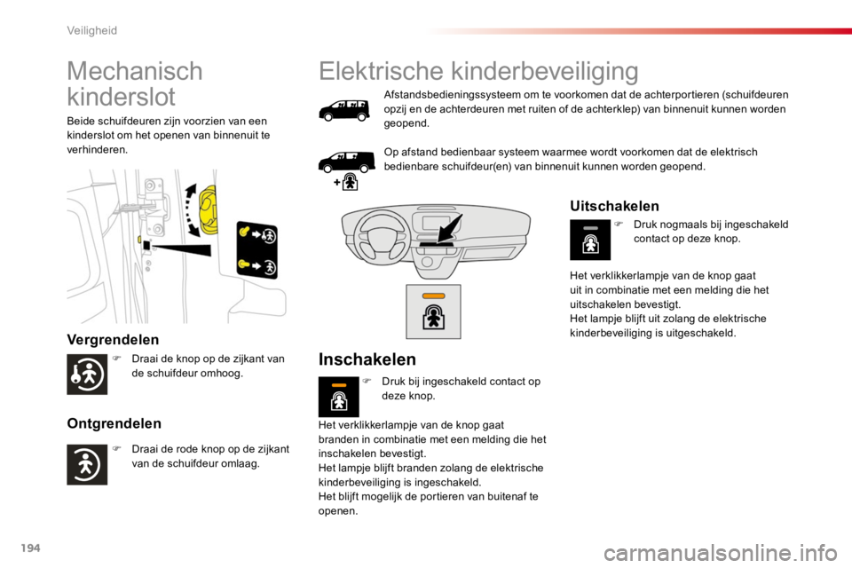 TOYOTA PROACE 2016 Instructieboekje (in Dutch) 194
Proace_nl_Chap05_securite_ed01-2016
Mechanisch
kinderslot
Vergrendelen
Ontgrendelen
Beide schuifdeuren zijn voorzien van een kinderslot om het openen van binnenuit te verhinderen.
Elektrische kin TOYOTA PROACE 2016 Instructieboekje (in Dutch) 194
Proace_nl_Chap05_securite_ed01-2016
Mechanisch
kinderslot
Vergrendelen
Ontgrendelen
Beide schuifdeuren zijn voorzien van een kinderslot om het openen van binnenuit te verhinderen.
Elektrische kin