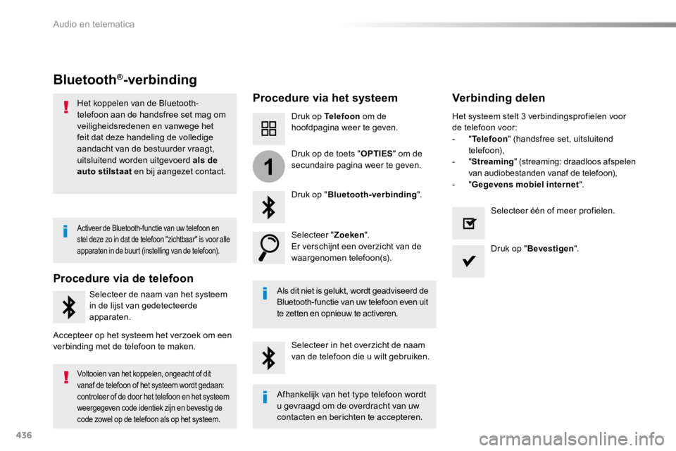 TOYOTA PROACE 2016 Instructieboekje (in Dutch) 436
1
Proace_nl_Chap10c_RCC-1_ed01-2016
Bluetooth®-verbinding
Procedure via het systeemVerbinding delen
Druk op Telefoon om de hoofdpagina weer te geven.
Druk op "Bluetooth-verbinding".
Selec TOYOTA PROACE 2016 Instructieboekje (in Dutch) 436
1
Proace_nl_Chap10c_RCC-1_ed01-2016
Bluetooth®-verbinding
Procedure via het systeemVerbinding delen
Druk op Telefoon om de hoofdpagina weer te geven.
Druk op "Bluetooth-verbinding".
Selec