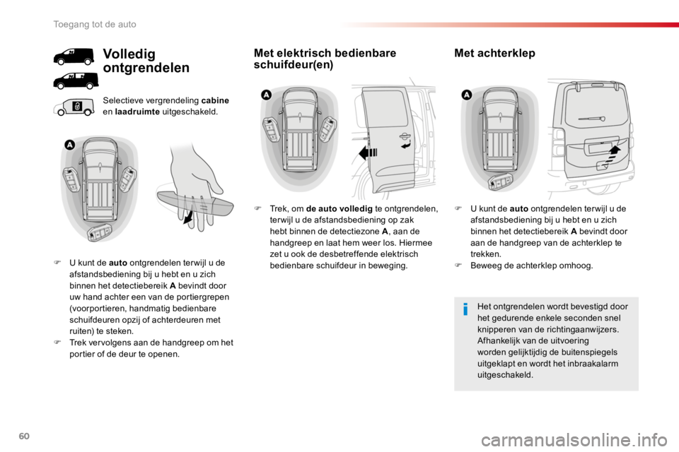 TOYOTA PROACE 2016 Instructieboekje (in Dutch) 60
Proace_nl_Chap02_ouvertures_ed01-2016
Selectieve vergrendeling cabine en laadruimte uitgeschakeld.
Het ontgrendelen wordt bevestigd door het gedurende enkele seconden snel knipperen van de richting TOYOTA PROACE 2016 Instructieboekje (in Dutch) 60
Proace_nl_Chap02_ouvertures_ed01-2016
Selectieve vergrendeling cabine en laadruimte uitgeschakeld.
Het ontgrendelen wordt bevestigd door het gedurende enkele seconden snel knipperen van de richting
