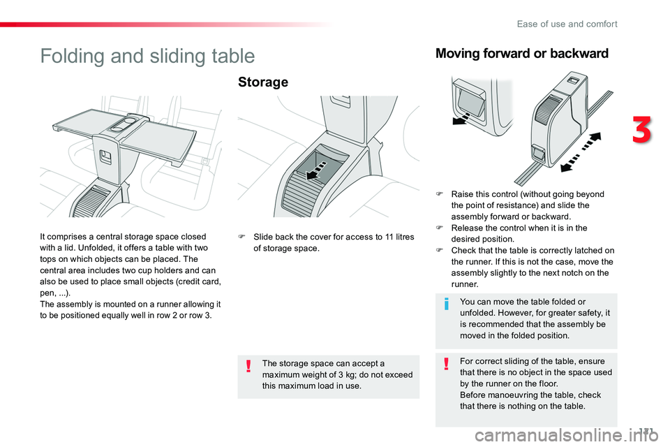 TOYOTA PROACE VERSO 2016 Owners Manual 121
Folding and sliding table
Storage
For correct sliding of the table, ensure that there is no object in the space used by the runner on the floor.Before manoeuvring the table, check that there is no TOYOTA PROACE VERSO 2016 Owners Manual 121
Folding and sliding table
Storage
For correct sliding of the table, ensure that there is no object in the space used by the runner on the floor.Before manoeuvring the table, check that there is no