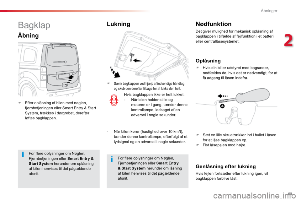 TOYOTA PROACE VERSO 2016 Brugsanvisning (in Danish) 81
ProaceVerso_da_Chap02_ouvertures_ed01-2016
For flere oplysninger om Nøglen,
Fjernbetjeningen eller Smar t Entr y &
Start System herunder om oplåsning
af bilen henvises til det pågældende
af TOYOTA PROACE VERSO 2016 Brugsanvisning (in Danish) 81
ProaceVerso_da_Chap02_ouvertures_ed01-2016
For flere oplysninger om Nøglen,
Fjernbetjeningen eller Smar t Entr y &
Start System herunder om oplåsning
af bilen henvises til det pågældende
af