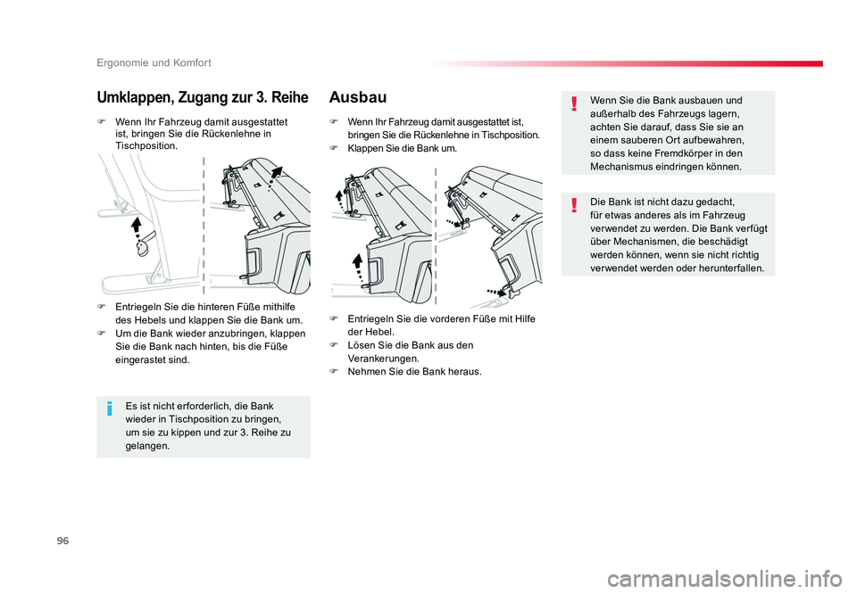 TOYOTA PROACE VERSO 2017 Betriebsanleitungen (in German) 96
Ergonomie und Komfort
Proace_Verso_de_Chap03_ergonomie-et-confort_ed01-2016
F Wenn Ihr Fahrzeug damit ausgestattet
ist, bringen Sie die Rückenlehne in
Tischposition.
Umklappen, Zugang zur 3. Rei TOYOTA PROACE VERSO 2017 Betriebsanleitungen (in German) 96
Ergonomie und Komfort
Proace_Verso_de_Chap03_ergonomie-et-confort_ed01-2016
F Wenn Ihr Fahrzeug damit ausgestattet
ist, bringen Sie die Rückenlehne in
Tischposition.
Umklappen, Zugang zur 3. Rei