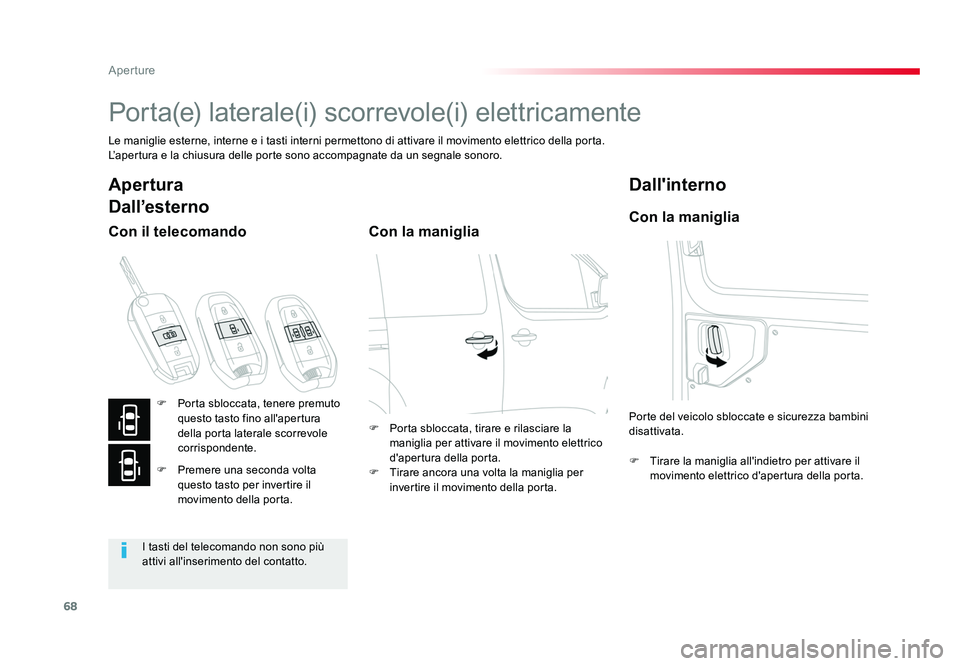 TOYOTA PROACE VERSO 2017 Manuale duso (in Italian) 68
Aperture
Spacetourer-VP_it_Chap02_ouvertures_ed01-2016
Porta(e) laterale(i) scorrevole(i) elettricamente
Le maniglie esterne, interne e i tasti interni permettono di attivare il movimento elettrico TOYOTA PROACE VERSO 2017 Manuale duso (in Italian) 68
Aperture
Spacetourer-VP_it_Chap02_ouvertures_ed01-2016
Porta(e) laterale(i) scorrevole(i) elettricamente
Le maniglie esterne, interne e i tasti interni permettono di attivare il movimento elettrico