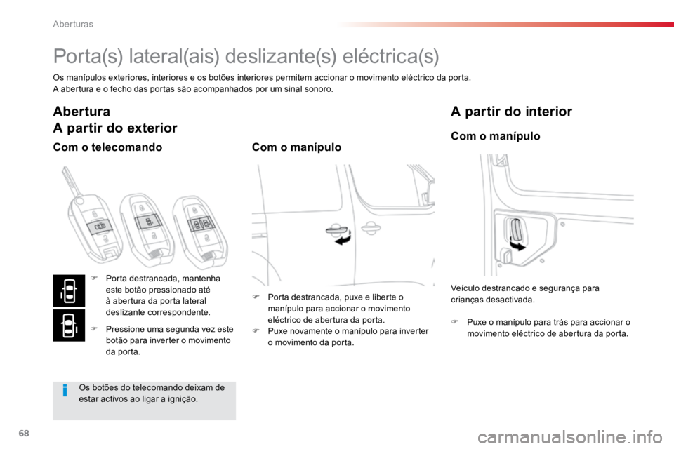 TOYOTA PROACE VERSO 2016 Manual de utilização (in Portuguese) 68
ProaceVerso_pt_Chap02_ouvertures_ed01-2016
Po r t a (s) l a t e r a l (a i s) d e s l i z a nt e (s) e l é c t r i c a (s)
Os manípulos exteriores, interiores e os botões interiores permitem TOYOTA PROACE VERSO 2016 Manual de utilização (in Portuguese) 68
ProaceVerso_pt_Chap02_ouvertures_ed01-2016
Po r t a (s) l a t e r a l (a i s) d e s l i z a nt e (s) e l é c t r i c a (s)
Os manípulos exteriores, interiores e os botões interiores permitem