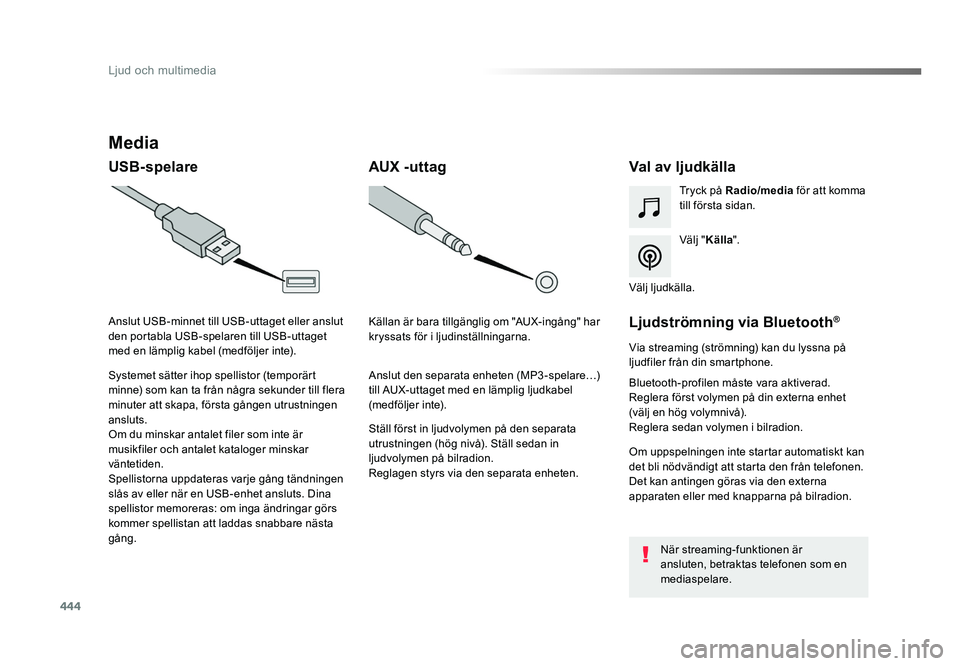 TOYOTA PROACE VERSO 2016 Bruksanvisningar (in Swedish) 444
Ljud och multimedia
Spacetourer-VP_sv_Chap10c_RCC-1_ed01-2016
Media
USB-spelareVal av ljudkälla
Välj "Källa ".
Tryck på Radio
/media för att komma
till första sidan.
Systemet sätte TOYOTA PROACE VERSO 2016 Bruksanvisningar (in Swedish) 444
Ljud och multimedia
Spacetourer-VP_sv_Chap10c_RCC-1_ed01-2016
Media
USB-spelareVal av ljudkälla
Välj "Källa ".
Tryck på Radio
/media för att komma
till första sidan.
Systemet sätte