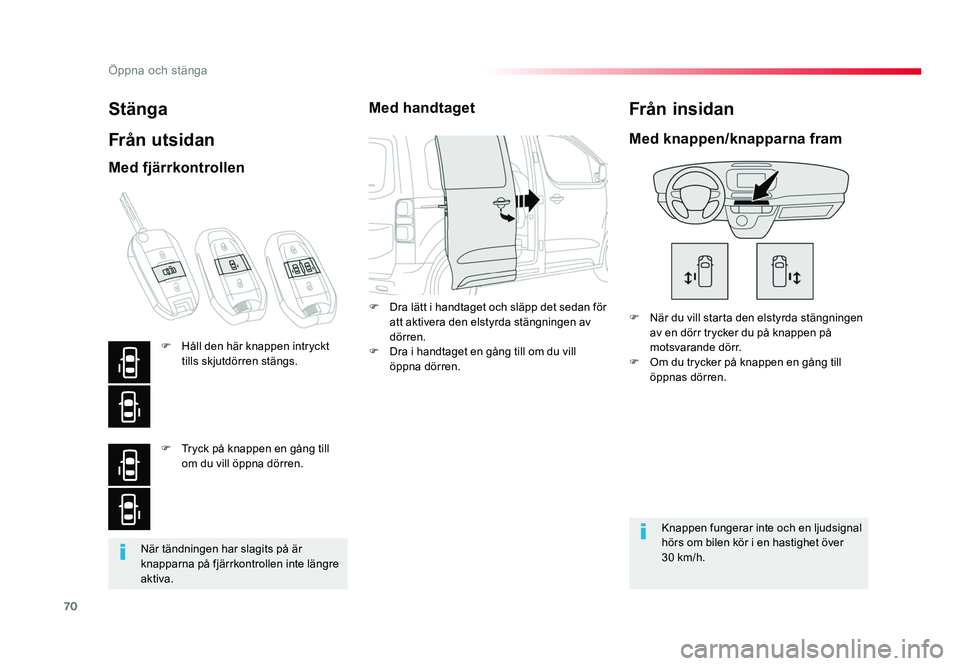 TOYOTA PROACE VERSO 2016 Bruksanvisningar (in Swedish) 70
Öppna och stänga
Spacetourer-VP_sv_Chap02_ouvertures_ed01-2016
När tändningen har slagits på är
knapparna på fjärrkontrollen inte längre
aktiva.
Stänga
Från utsidan
F När du vill sta TOYOTA PROACE VERSO 2016 Bruksanvisningar (in Swedish) 70
Öppna och stänga
Spacetourer-VP_sv_Chap02_ouvertures_ed01-2016
När tändningen har slagits på är
knapparna på fjärrkontrollen inte längre
aktiva.
Stänga
Från utsidan
F När du vill sta