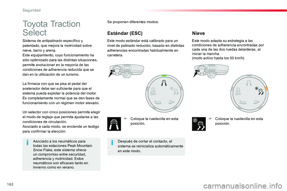 TOYOTA PROACE VERSO 2016 Manual del propietario (in Spanish) 162
ProaceVerso_es_Chap05_securite_ed01-2016
To y o t a Tr a c t i o n
Select
Sistema de antipatinado específico y patentado, que mejora la motricidad sobre nieve, barro y arena.Este equipamiento, TOYOTA PROACE VERSO 2016 Manual del propietario (in Spanish) 162
ProaceVerso_es_Chap05_securite_ed01-2016
To y o t a Tr a c t i o n
Select
Sistema de antipatinado específico y patentado, que mejora la motricidad sobre nieve, barro y arena.Este equipamiento,