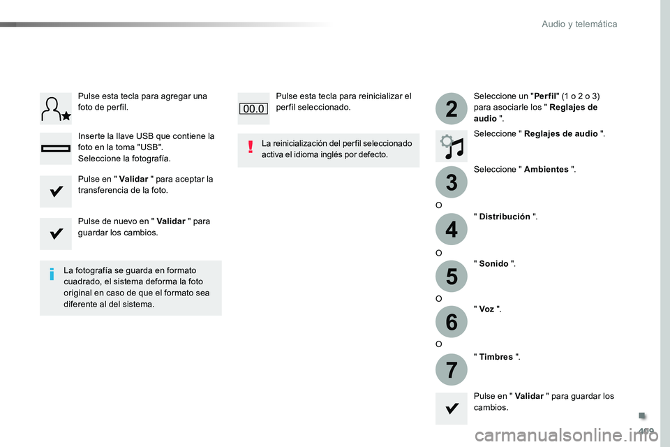 TOYOTA PROACE VERSO 2016 Manual del propietario (in Spanish) 409
3
2
4
5
6
7
ProaceVerso_es_Chap10b_NAC-1_ed01-2016
Seleccione un "Per fil" (1 o 2 o 3) para asociarle los " Reglajes de audio ".
Seleccione " Reglajes de audio ".
Seleccion TOYOTA PROACE VERSO 2016 Manual del propietario (in Spanish) 409
3
2
4
5
6
7
ProaceVerso_es_Chap10b_NAC-1_ed01-2016
Seleccione un "Per fil" (1 o 2 o 3) para asociarle los " Reglajes de audio ".
Seleccione " Reglajes de audio ".
Seleccion