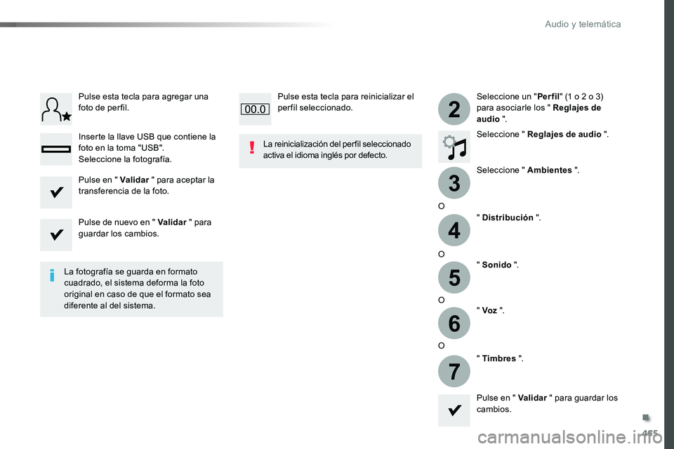 TOYOTA PROACE VERSO 2016 Manual del propietario (in Spanish) 465
3
2
4
5
6
7
ProaceVerso_es_Chap10c_RCC-1_ed01-2016
Seleccione un "Per fil" (1 o 2 o 3) para asociarle los " Reglajes de audio ".
Seleccione " Reglajes de audio ".
Seleccion TOYOTA PROACE VERSO 2016 Manual del propietario (in Spanish) 465
3
2
4
5
6
7
ProaceVerso_es_Chap10c_RCC-1_ed01-2016
Seleccione un "Per fil" (1 o 2 o 3) para asociarle los " Reglajes de audio ".
Seleccione " Reglajes de audio ".
Seleccion