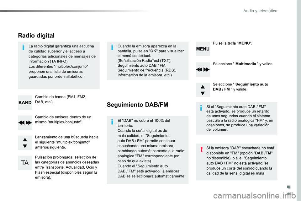 TOYOTA PROACE VERSO 2016 Manual del propietario (in Spanish) 481
ProaceVerso_es_Chap10d_RD6_ed01-2016
Seleccione " Multimedia " y valide.
Seleccione " Seguimiento auto DAB / FM " y valide.
Pulsación prolongada: selección de las categorías de TOYOTA PROACE VERSO 2016 Manual del propietario (in Spanish) 481
ProaceVerso_es_Chap10d_RD6_ed01-2016
Seleccione " Multimedia " y valide.
Seleccione " Seguimiento auto DAB / FM " y valide.
Pulsación prolongada: selección de las categorías de