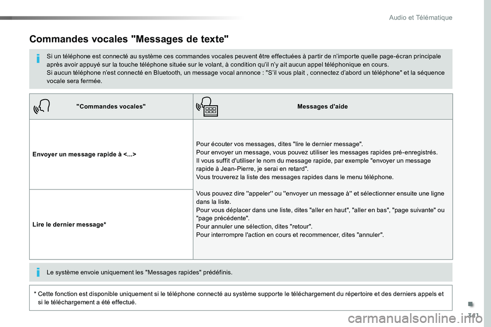 TOYOTA PROACE VERSO 2016 Manuel du propriétaire (in French) 341
"Commandes vocales"Messages d'aide
Envoyer un message rapide à <...>
Pour écouter vos messages, dites "lire le dernier message". Pour envoyer un message, vous pouvez utiliser TOYOTA PROACE VERSO 2016 Manuel du propriétaire (in French) 341
"Commandes vocales"Messages d'aide
Envoyer un message rapide à <...>
Pour écouter vos messages, dites "lire le dernier message". Pour envoyer un message, vous pouvez utiliser