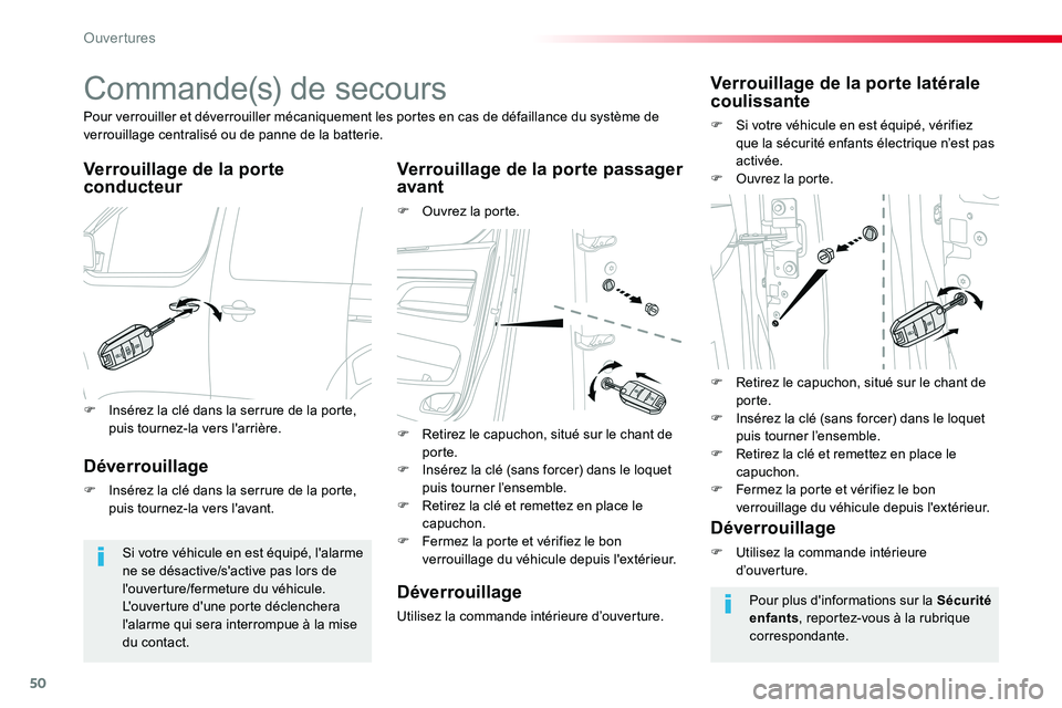 TOYOTA PROACE VERSO 2016 Manuel du propriétaire (in French) 50
Commande(s) de secours
Verrouillage de la porte conducteurVerrouillage de la porte passager avant
F Ouvrez la porte.
Pour verrouiller et déverrouiller mécaniquement les portes en cas de défailla TOYOTA PROACE VERSO 2016 Manuel du propriétaire (in French) 50
Commande(s) de secours
Verrouillage de la porte conducteurVerrouillage de la porte passager avant
F Ouvrez la porte.
Pour verrouiller et déverrouiller mécaniquement les portes en cas de défailla