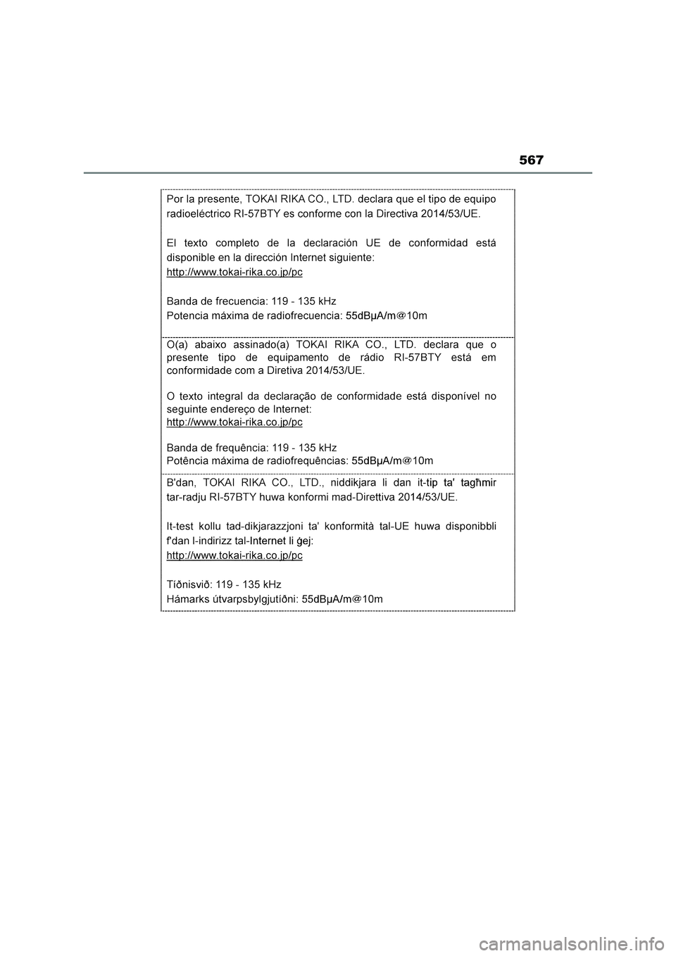 TOYOTA RAV4 2023  Manual del propietario (in Spanish) 567 
