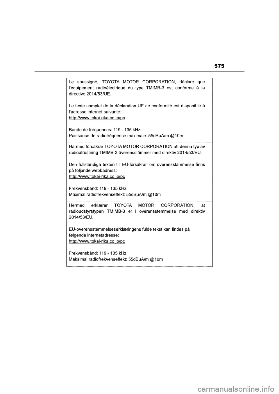 TOYOTA RAV4 2023  Manual del propietario (in Spanish) 575 
