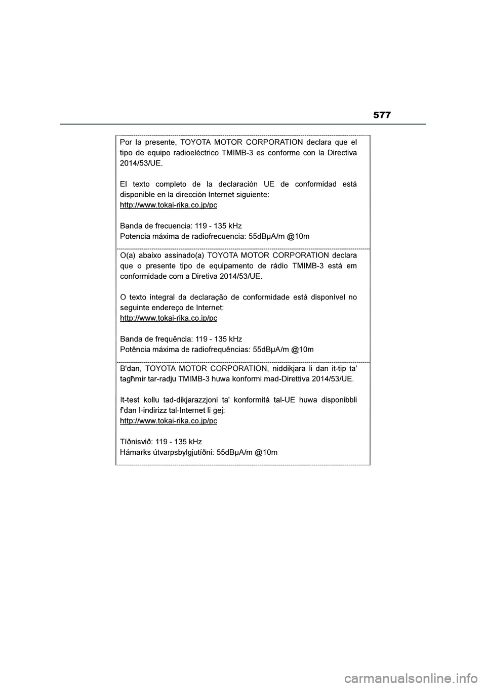 TOYOTA RAV4 2023 Manual del propietario (in Spanish) 577 TOYOTA RAV4 2023 Manual del propietario (in Spanish) 577