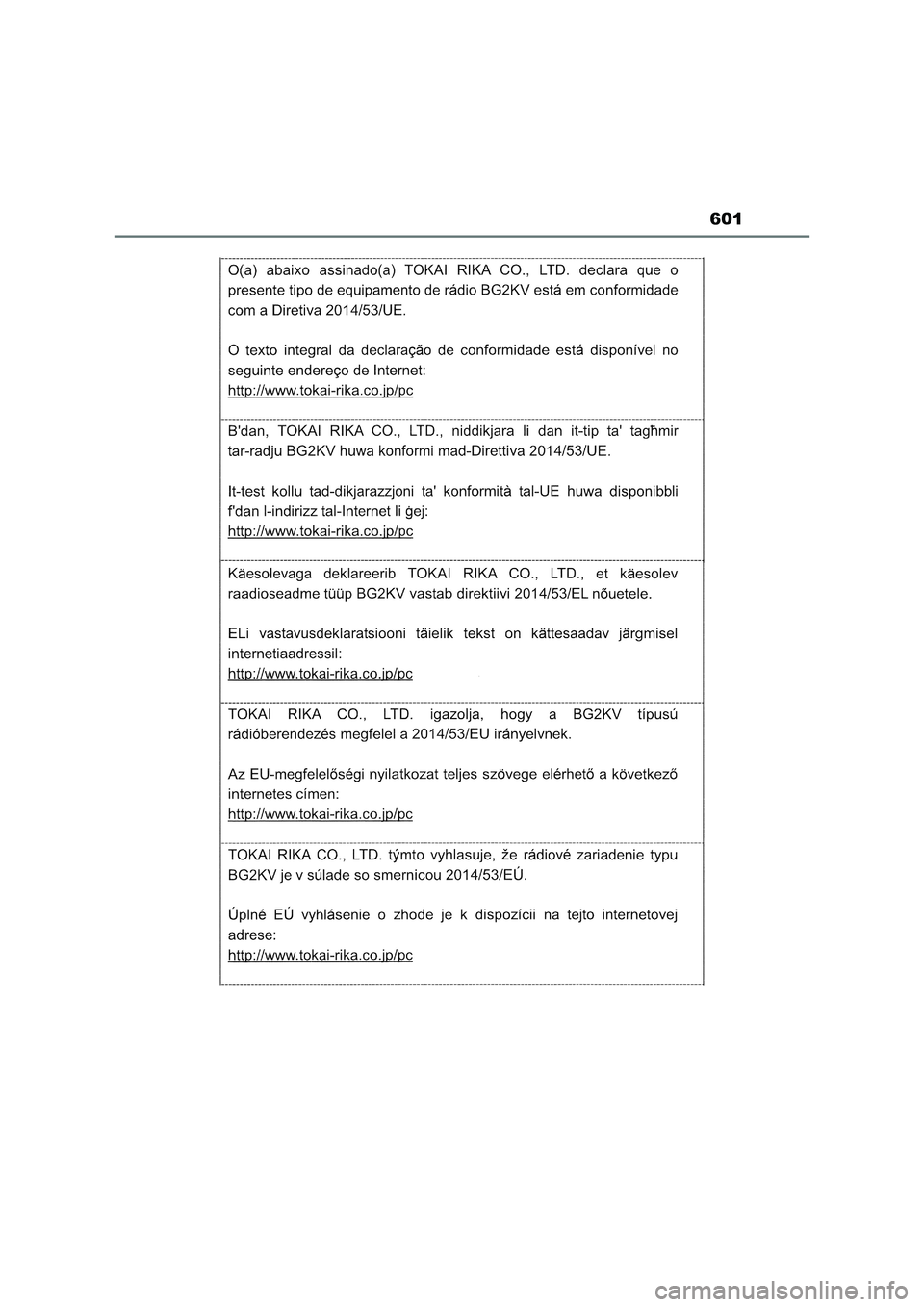 TOYOTA RAV4 2023  Manual del propietario (in Spanish) 601 