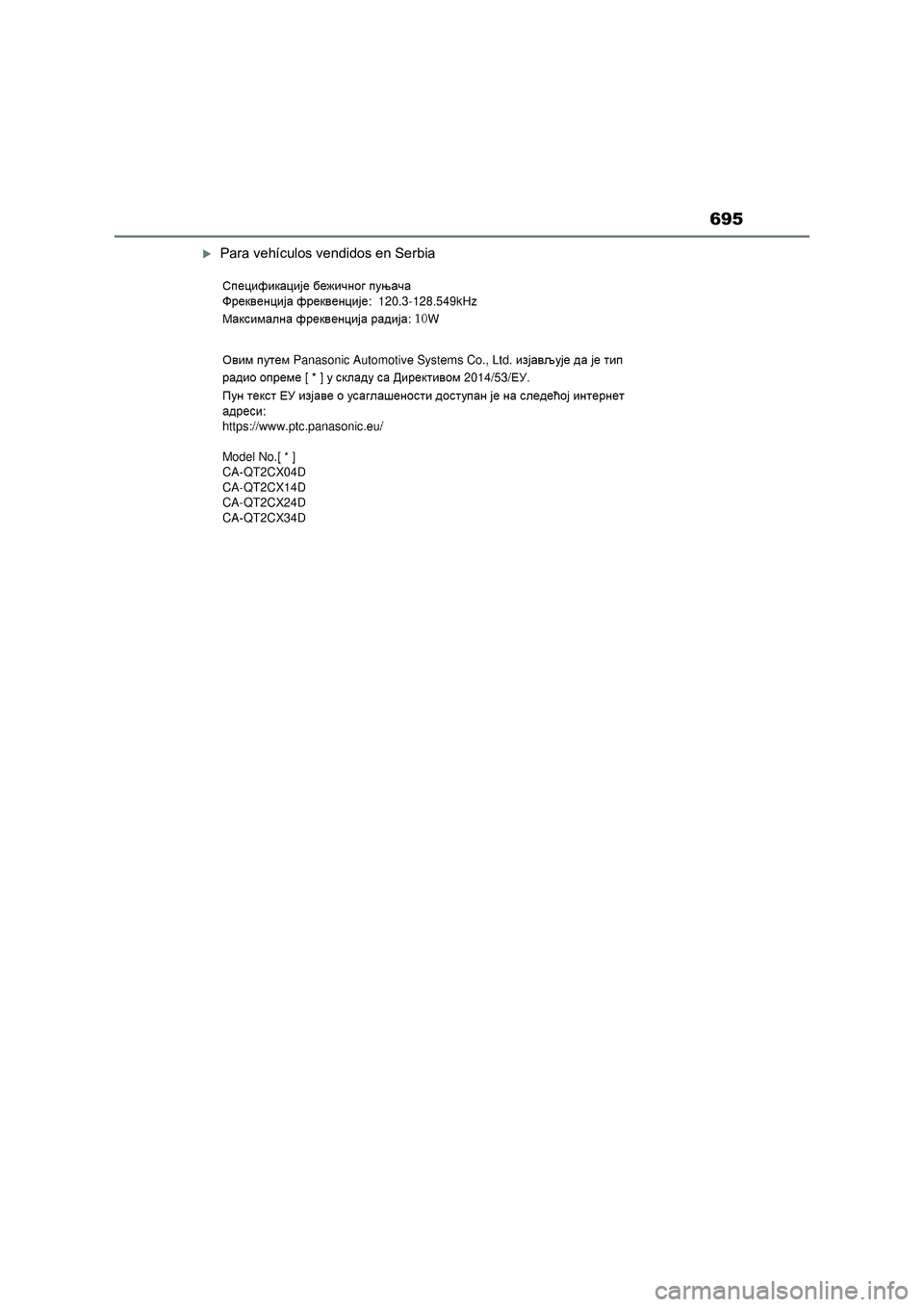 TOYOTA RAV4 2023  Manual del propietario (in Spanish) 695
Para vehículos vendidos en Serbia 