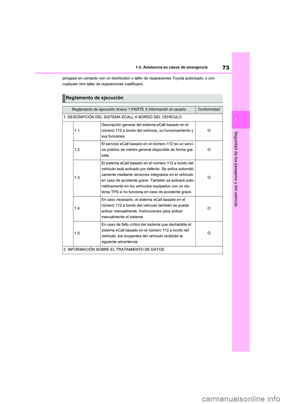 TOYOTA RAV4 2023 Manual del propietario (in Spanish) 73
1
1-3. Asistencia en casos de emergencia
Seguridad de los pasajeros y del vehículo
póngase en contacto con un distribuidor o talle r de reparaciones Toyota autorizado, o con
cualquier otro tal TOYOTA RAV4 2023 Manual del propietario (in Spanish) 73
1
1-3. Asistencia en casos de emergencia
Seguridad de los pasajeros y del vehículo
póngase en contacto con un distribuidor o talle r de reparaciones Toyota autorizado, o con
cualquier otro tal