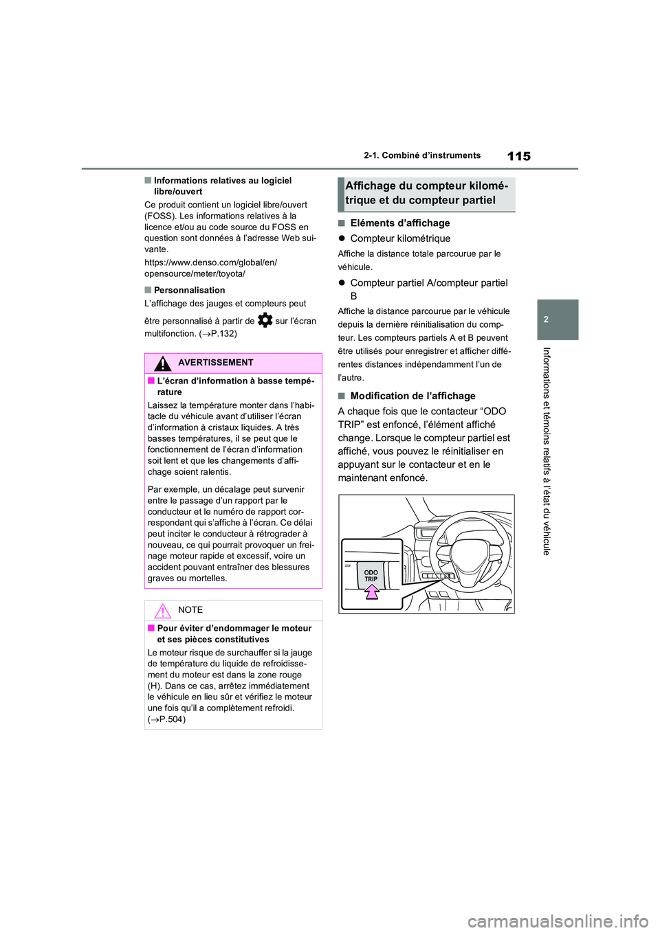 TOYOTA RAV4 2023 Manuel du propriétaire (in French) 115
2
2-1. Combiné d’instruments
Informations et témoins relatifs à l’état du véhicule
■Informations relatives au logiciel libre/ouvert
Ce produit contient un logiciel libre/ouvert (FOS TOYOTA RAV4 2023 Manuel du propriétaire (in French) 115
2
2-1. Combiné d’instruments
Informations et témoins relatifs à l’état du véhicule
■Informations relatives au logiciel libre/ouvert
Ce produit contient un logiciel libre/ouvert (FOS