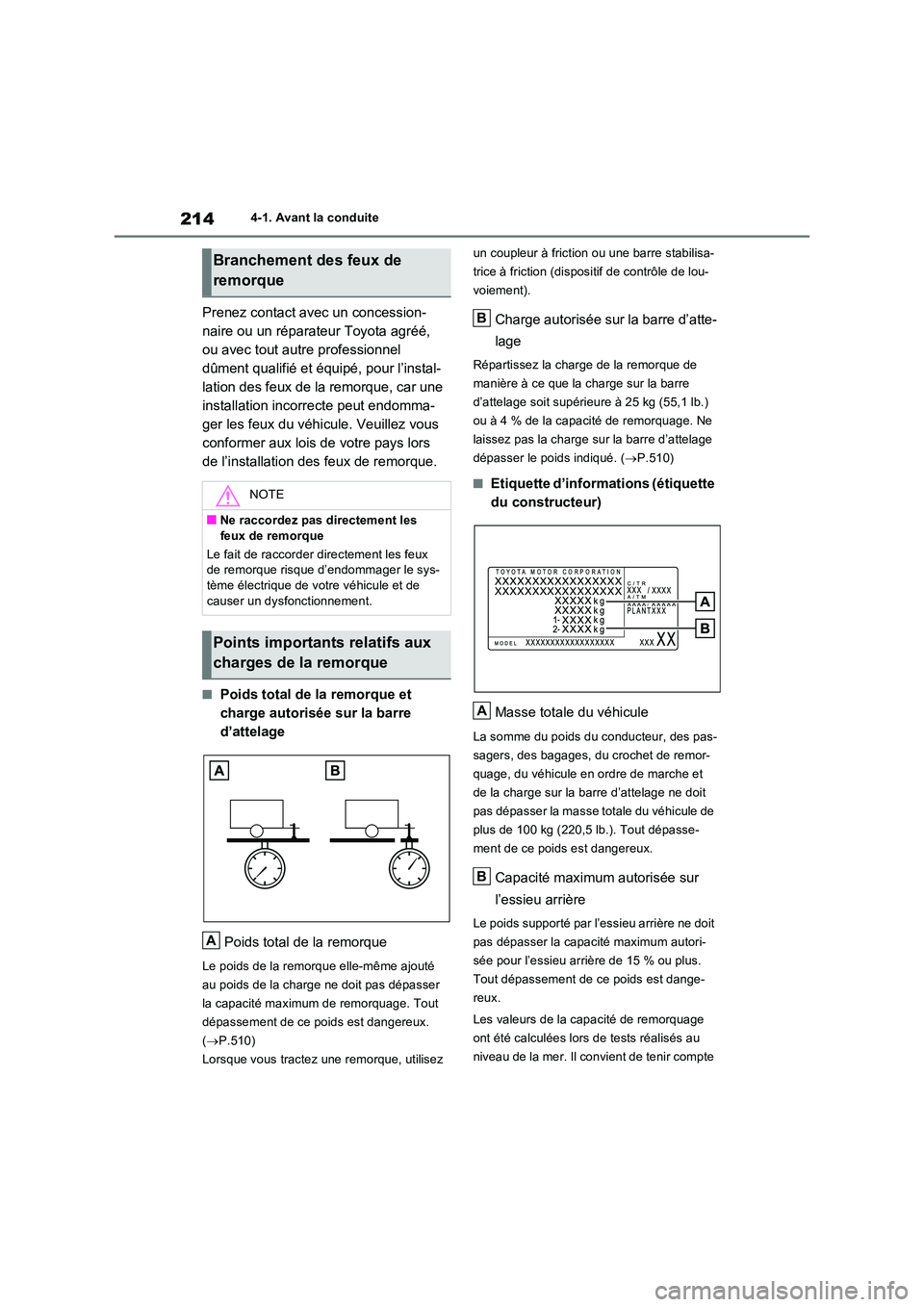 TOYOTA RAV4 2023 Manuel du propriétaire (in French) 2144-1. Avant la conduite
Prenez contact avec un concession-
naire ou un réparateur Toyota agréé,
ou avec tout autre professionnel
dûment qualifié et équipé, pour l’instal-
lation des feux TOYOTA RAV4 2023 Manuel du propriétaire (in French) 2144-1. Avant la conduite
Prenez contact avec un concession-
naire ou un réparateur Toyota agréé,
ou avec tout autre professionnel
dûment qualifié et équipé, pour l’instal-
lation des feux