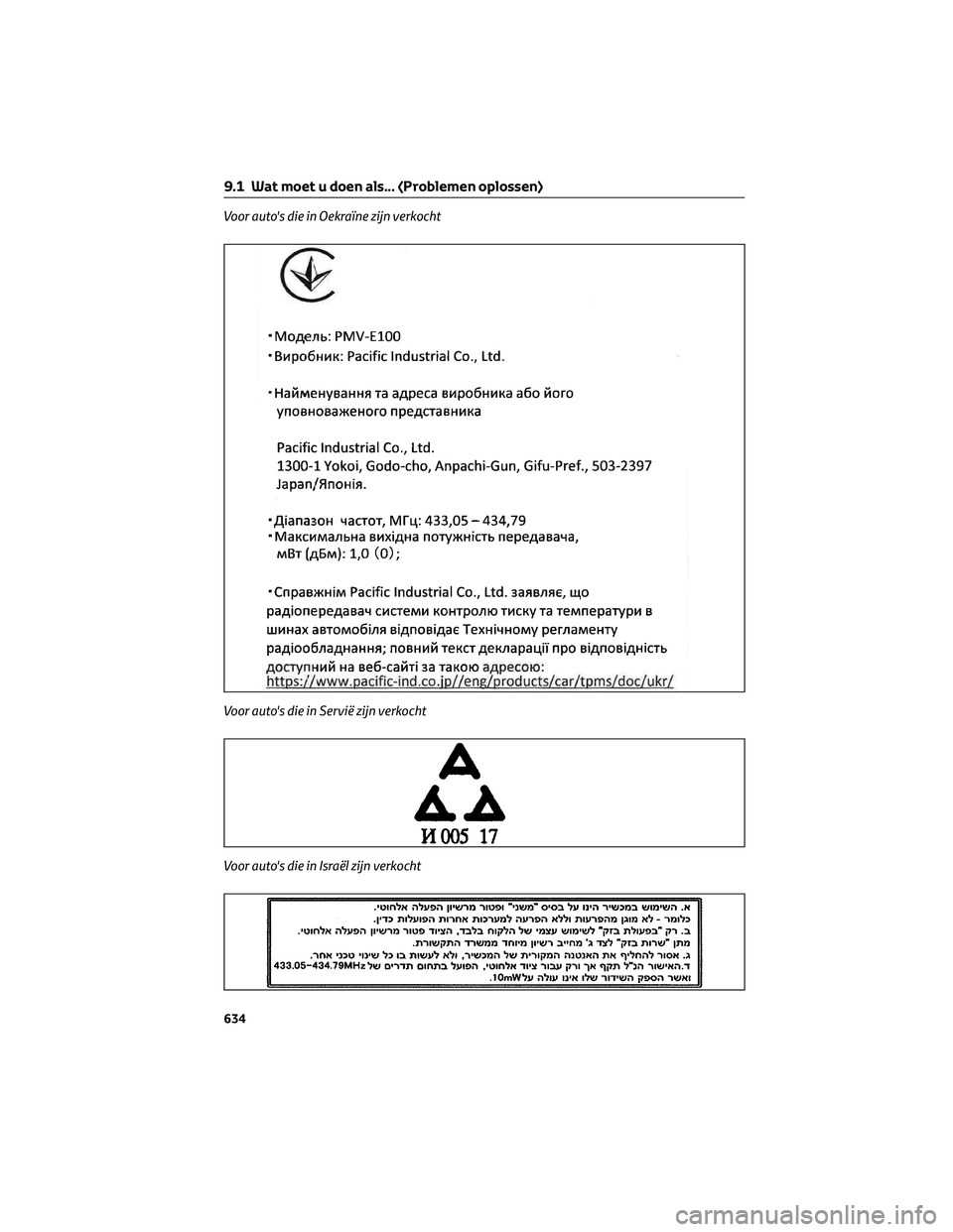 TOYOTA RAV4 2023 Instructieboekje (in Dutch) Voor auto's die in Oekraïne zijn verkocht
Voor auto's die in Servië zijn verkocht
Voor auto's die in Israël zijn verkocht
9.1 Wat moet u doen als... (Problemen oplossen)
634 TOYOTA RAV4 2023 Instructieboekje (in Dutch) Voor auto's die in Oekraïne zijn verkocht
Voor auto's die in Servië zijn verkocht
Voor auto's die in Israël zijn verkocht
9.1 Wat moet u doen als... (Problemen oplossen)
634