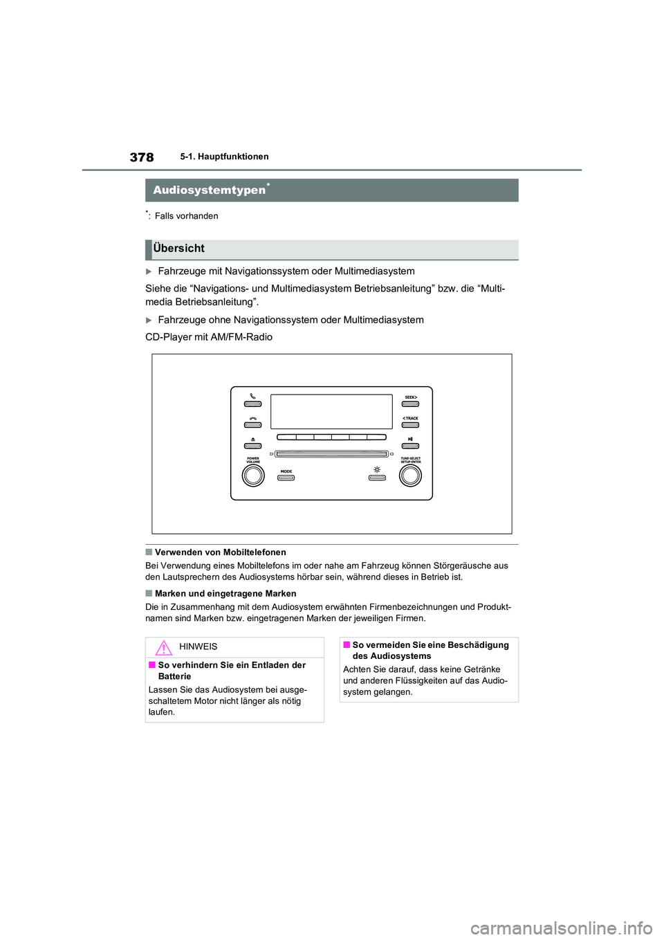TOYOTA RAV4 2022  Betriebsanleitungen (in German) 3785-1. Hauptfunktionen
5-1.Hauptfunktio nen
*: Falls vorhanden
Fahrzeuge mit Navigationssystem oder Multimediasystem 
Siehe die “Navigations- und Multimediasystem Betriebsanleitung” bzw. die 