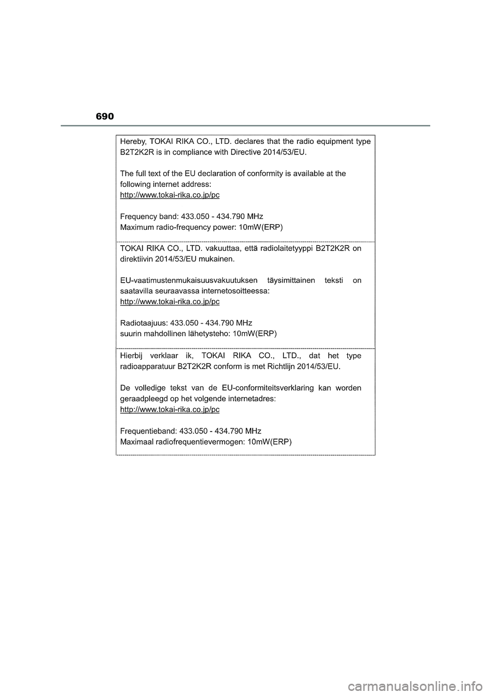 TOYOTA RAV4 2022  Betriebsanleitungen (in German) 690 