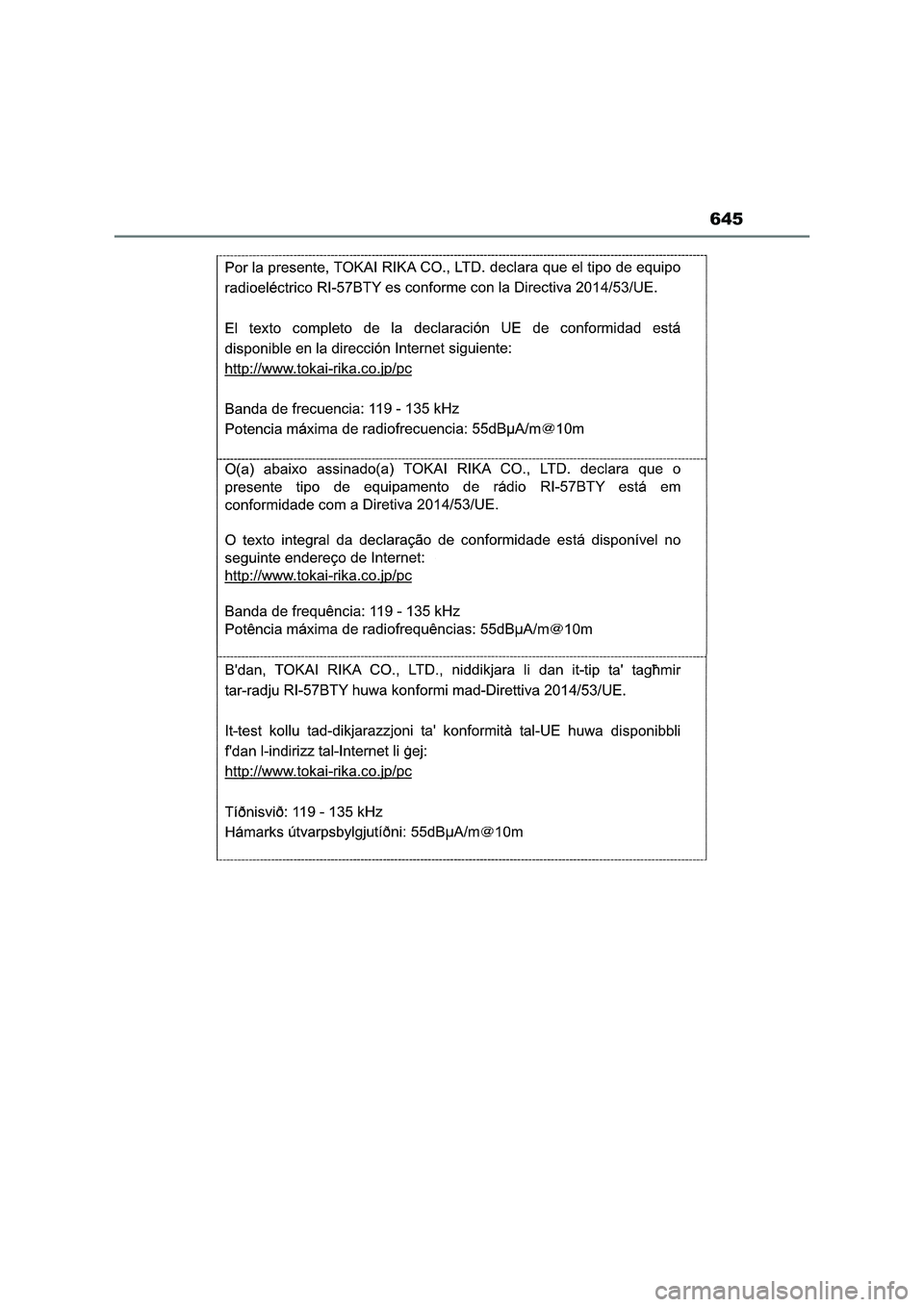 TOYOTA RAV4 2022  Manual del propietario (in Spanish) 645 