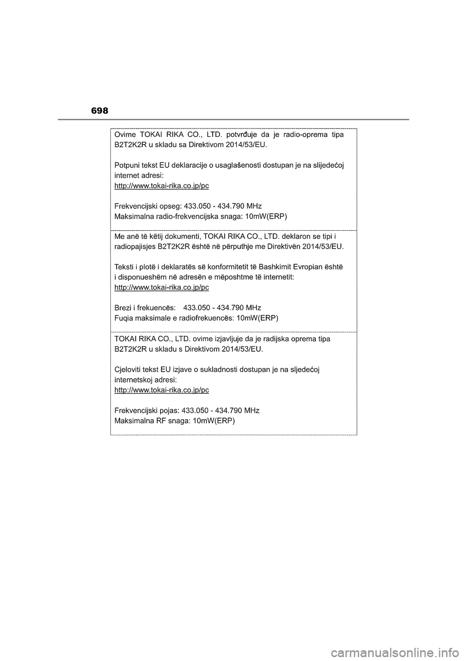 TOYOTA RAV4 2022  Manual del propietario (in Spanish) 698 