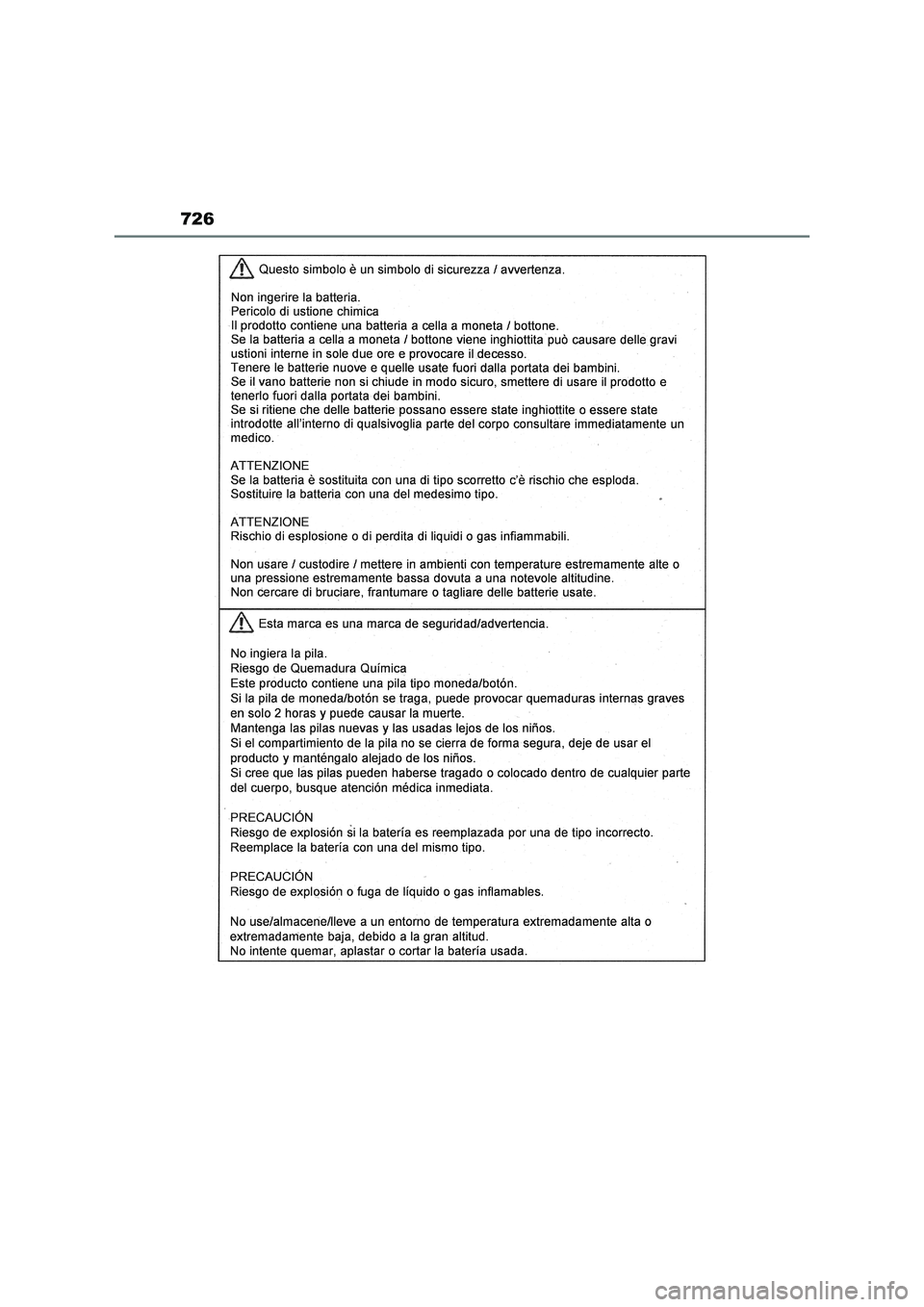 TOYOTA RAV4 2022  Manual del propietario (in Spanish) 726 