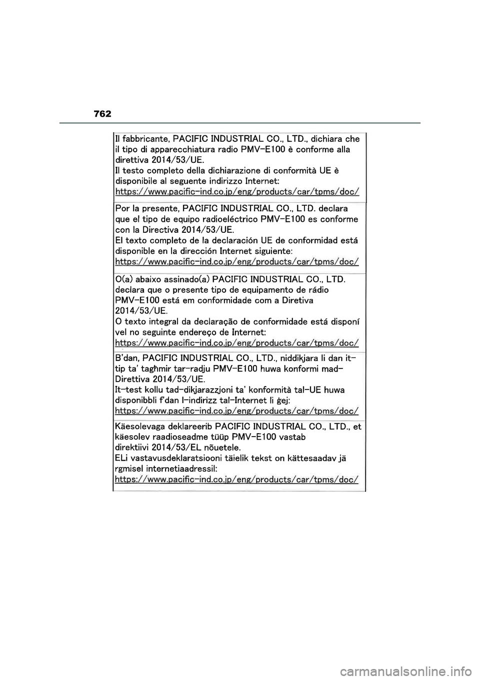 TOYOTA RAV4 2022  Manual del propietario (in Spanish) 762 