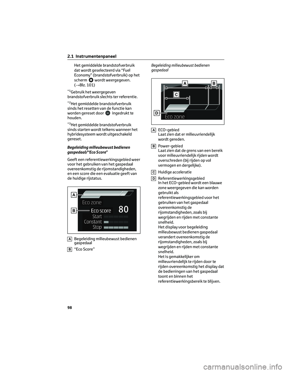 TOYOTA RAV4 2022 Instructieboekje (in Dutch) Het gemiddelde brandstofverbruik
dat wordt geselecteerd via “Fuel
Economy” (brandstofverbruik) op het
scherm
wordt weergegeven.
(→Blz. 101)
*1Gebruik het weergegeven
brandstofverbruik slechts te TOYOTA RAV4 2022 Instructieboekje (in Dutch) Het gemiddelde brandstofverbruik
dat wordt geselecteerd via “Fuel
Economy” (brandstofverbruik) op het
scherm
wordt weergegeven.
(→Blz. 101)
*1Gebruik het weergegeven
brandstofverbruik slechts te