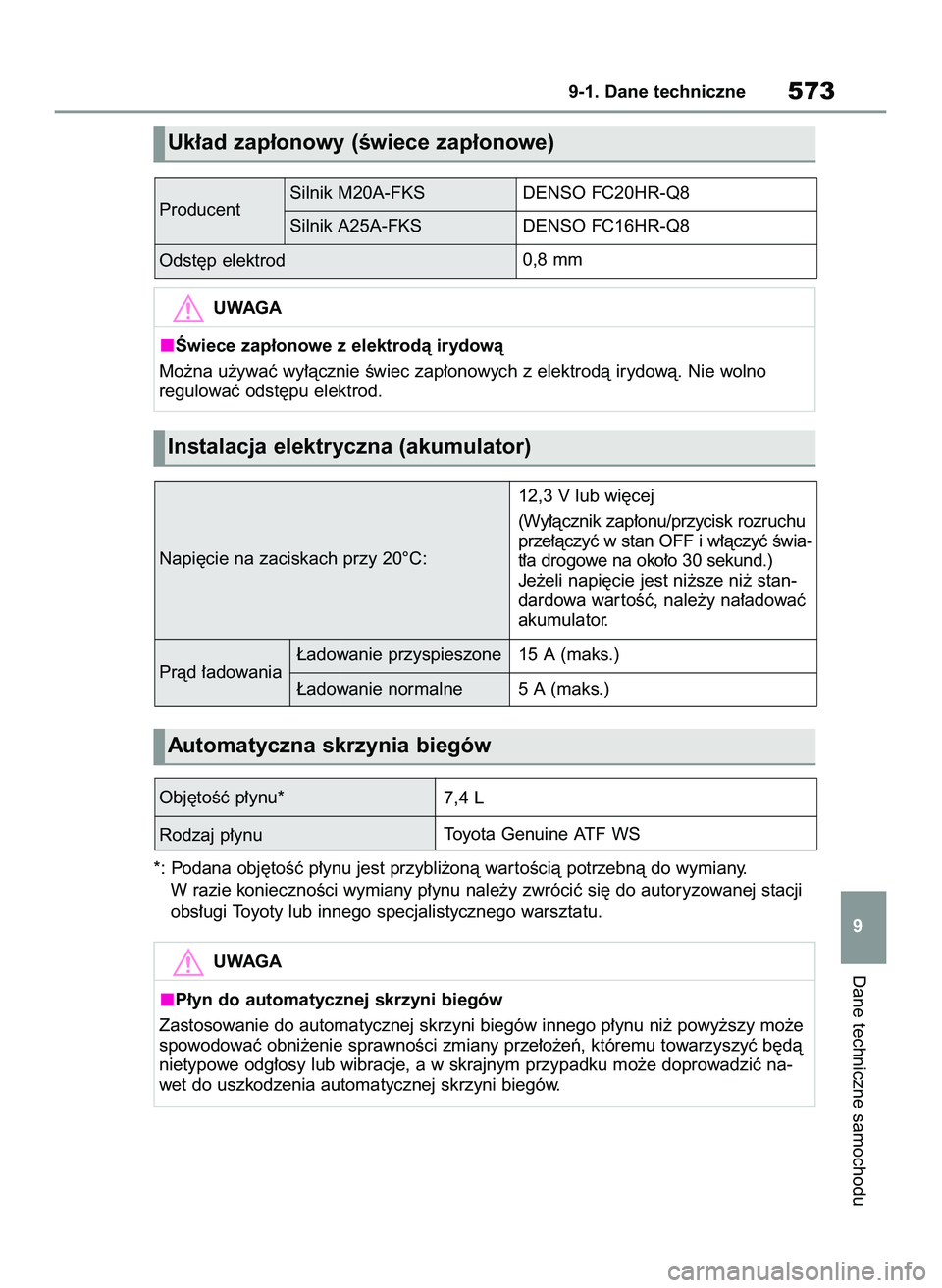 TOYOTA RAV4 2022  Instrukcja obsługi (in Polish) *: Podana obj´toÊç p∏ynu jest przybli˝onà war toÊcià potrzebnà do wymiany.
W razie koniecznoÊci wymiany p∏ynu nale˝y zwróciç si´ do autoryzowanej stacji
obs∏ugi Toyoty lub innego sp