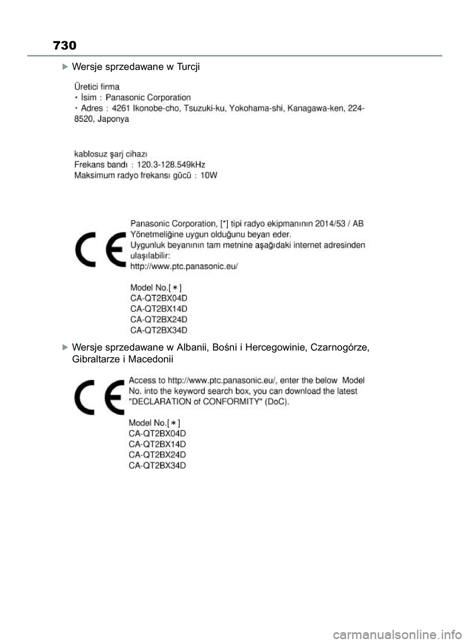 TOYOTA RAV4 2022 Instrukcja obsługi (in Polish) óWersje sprzedawane w Turcji
óWersje sprzedawane w Albanii, BoÊni i Hercegowinie, Czarnogórze,
Gibraltarze i Macedonii
730
55 RAV4 OM42C27E 12/8/21 3:46 PM Page 730 TOYOTA RAV4 2022 Instrukcja obsługi (in Polish) óWersje sprzedawane w Turcji
óWersje sprzedawane w Albanii, BoÊni i Hercegowinie, Czarnogórze,
Gibraltarze i Macedonii
730
55 RAV4 OM42C27E 12/8/21 3:46 PM Page 730