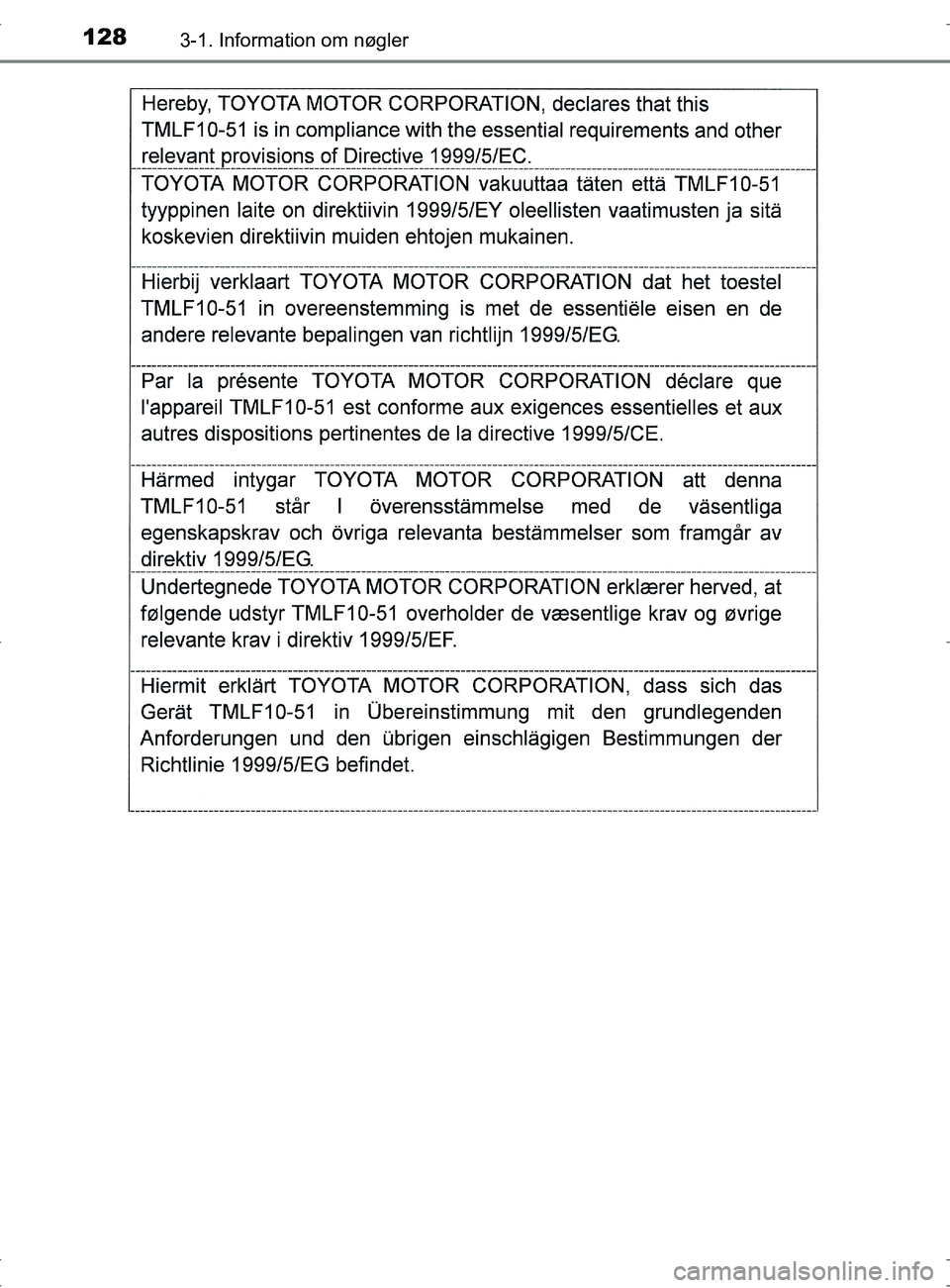 TOYOTA RAV4 2017  Brugsanvisning (in Danish) 1283-1. Information om nøgler
OM42753DK
OM42753DK.book  Page 128  Wednesday, September 7, 2016  2:13 PM 
