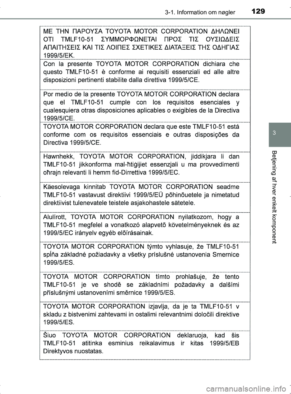 TOYOTA RAV4 2017  Brugsanvisning (in Danish) 1293-1. Information om nøgler
3
Betjening af hver enkelt komponent
OM42753DK
OM42753DK.book  Page 129  Wednesday, September 7, 2016  2:13 PM 