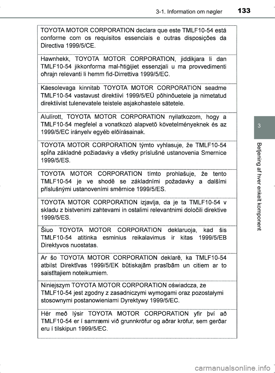 TOYOTA RAV4 2017 Brugsanvisning (in Danish) 1333-1. Information om nøgler
3
Betjening af hver enkelt komponent
OM42753DK
OM42753DK.book Page 133 Wednesday, September 7, 2016 2:13 PM TOYOTA RAV4 2017 Brugsanvisning (in Danish) 1333-1. Information om nøgler
3
Betjening af hver enkelt komponent
OM42753DK
OM42753DK.book Page 133 Wednesday, September 7, 2016 2:13 PM