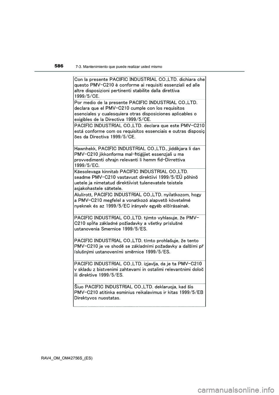 TOYOTA RAV4 2017 Manual del propietario (in Spanish) 5867-3. Mantenimiento que puede realizar usted mismo
RAV4_OM_OM42756S_(ES) TOYOTA RAV4 2017 Manual del propietario (in Spanish) 5867-3. Mantenimiento que puede realizar usted mismo
RAV4_OM_OM42756S_(ES)